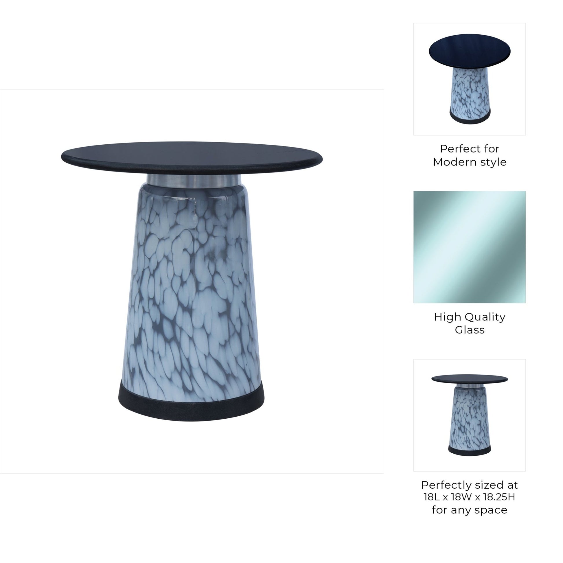 19" Posados Tall Art Table W/marble Top, Blue Accent & End Tables| Sagebrook Home