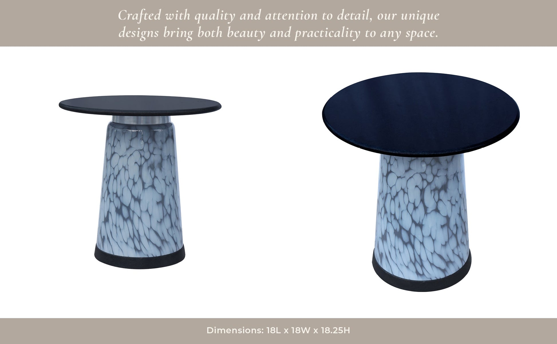 19" Posados Tall Art Table W/marble Top, Blue Accent & End Tables| Sagebrook Home