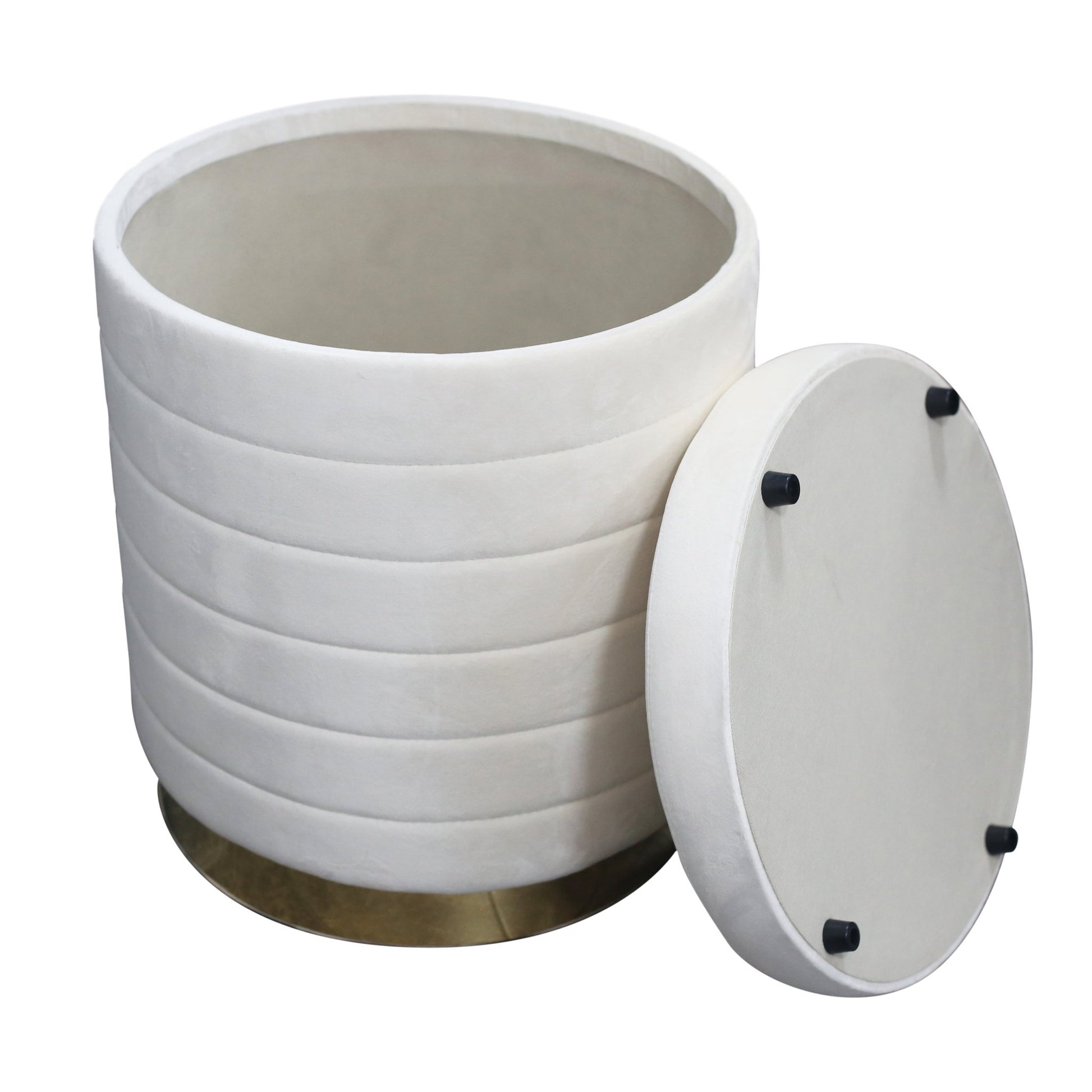 19" Stirling Cream Velvet Storage Stool Stools| Sagebrook Home