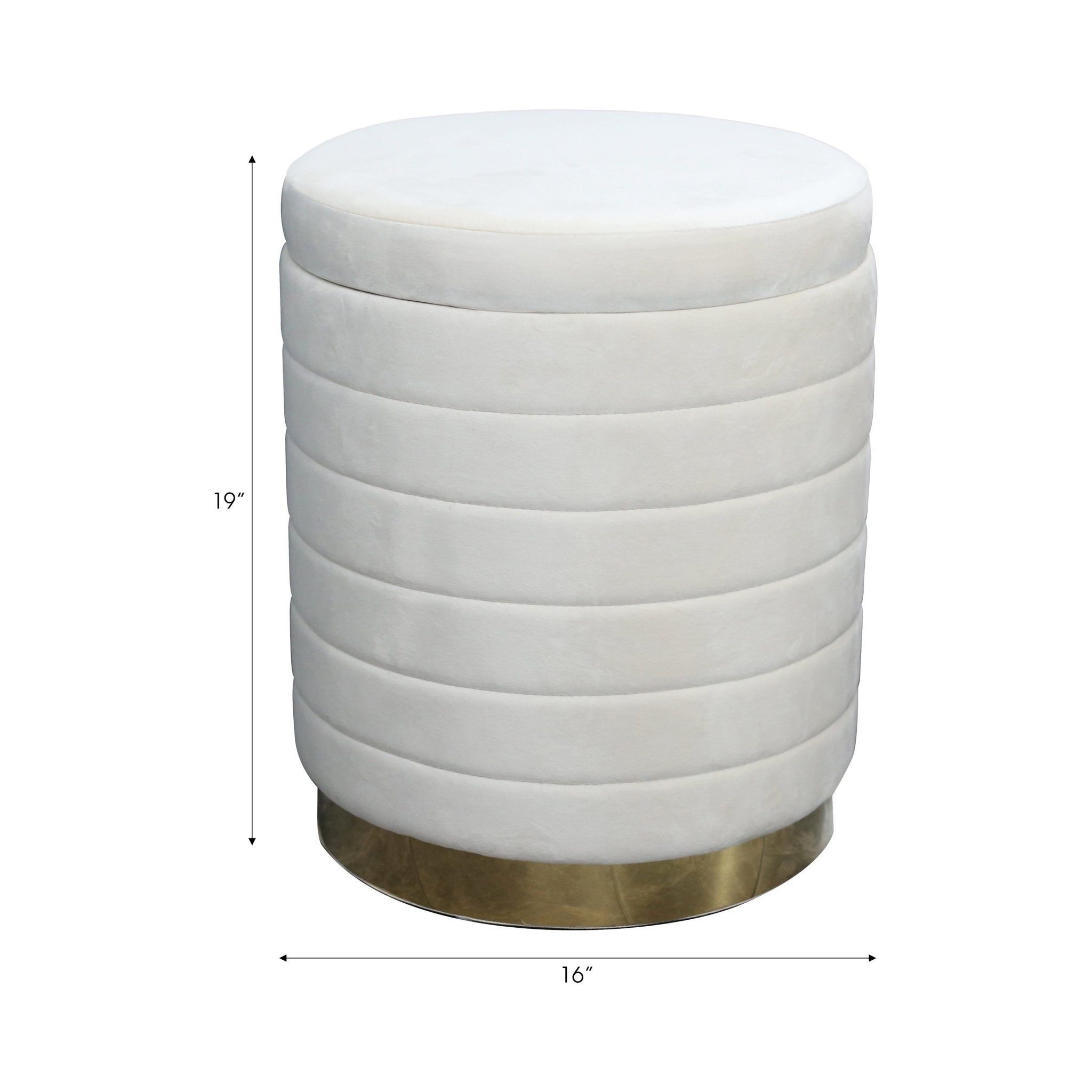 19" Stirling Cream Velvet Storage Stool Stools| Sagebrook Home