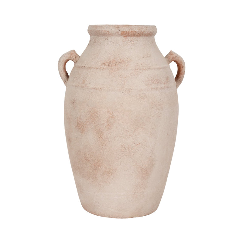 19" Weathered Terracotta Vase, White/natural - Al Rugaib Furniture