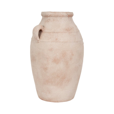 19" Weathered Terracotta Vase, White/natural - Al Rugaib Furniture