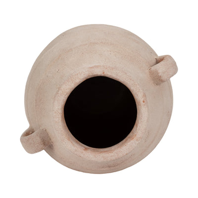 19" Weathered Terracotta Vase, White/natural - Al Rugaib Furniture
