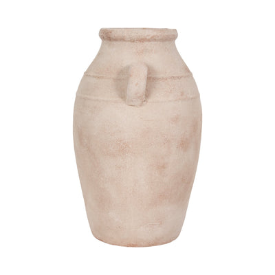 19" Weathered Terracotta Vase, White/natural - Al Rugaib Furniture