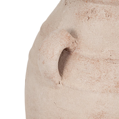 19" Weathered Terracotta Vase, White/natural - Al Rugaib Furniture