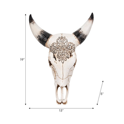 19" Western Bull Skull, Brown - Al Rugaib Furniture