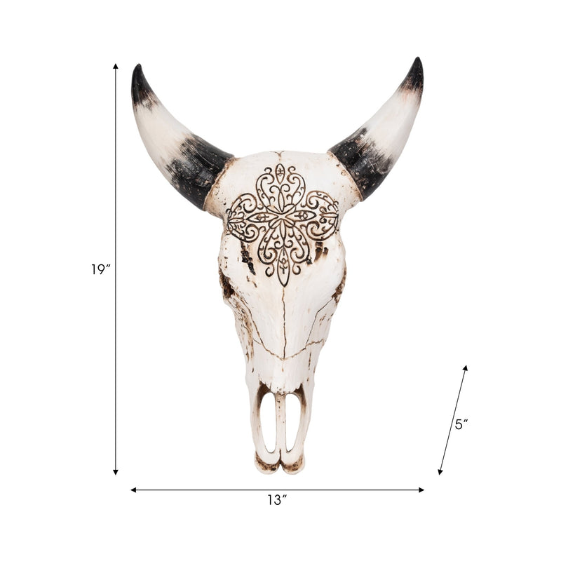 19" Western Bull Skull, Brown - Al Rugaib Furniture
