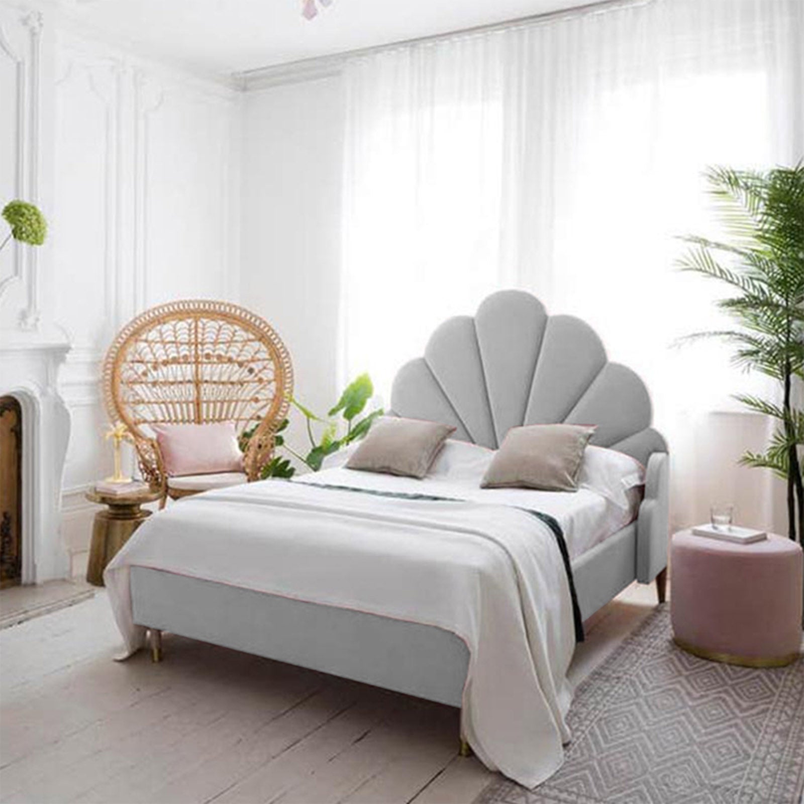 In House | Al Dimashqi Bed Frame Linen White 200x100