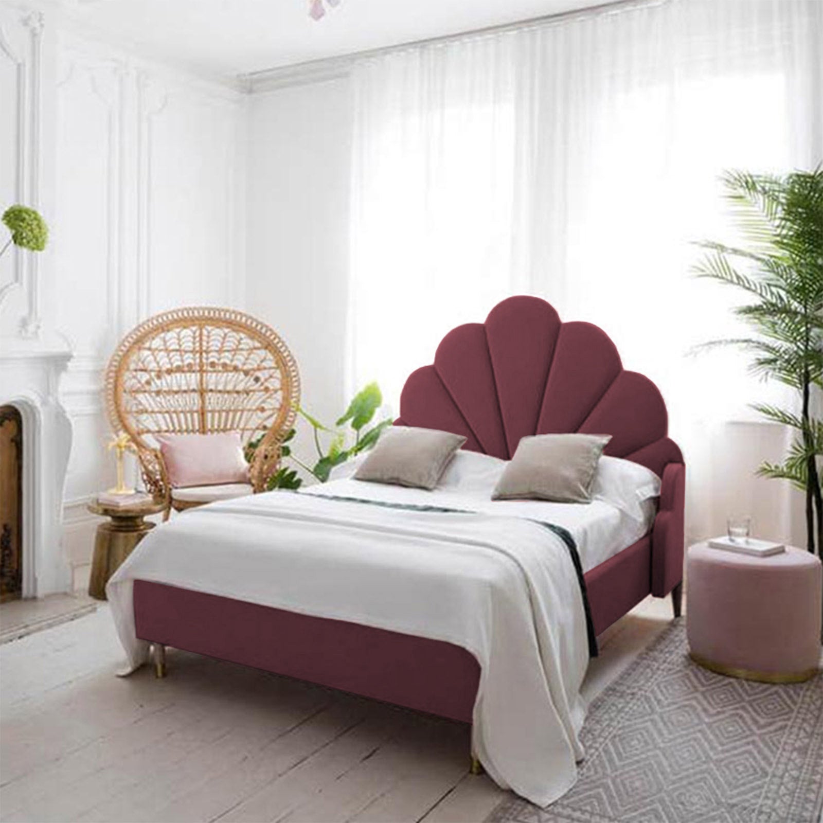 In House | Al Dimashqi Bed Frame Linen Dark Pink 200x180