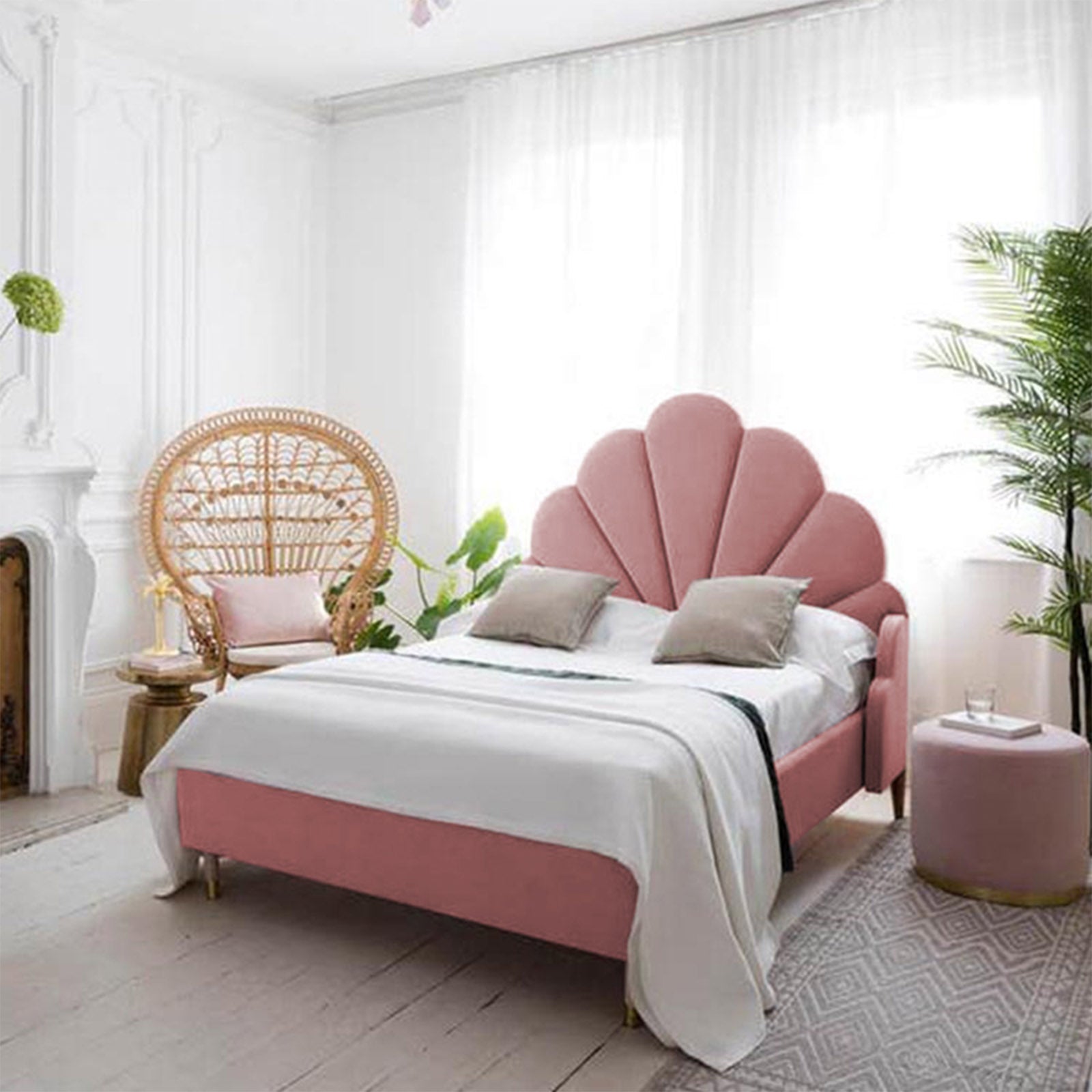 In House | Al Dimashqi Bed Frame Linen Light Pink 200x180