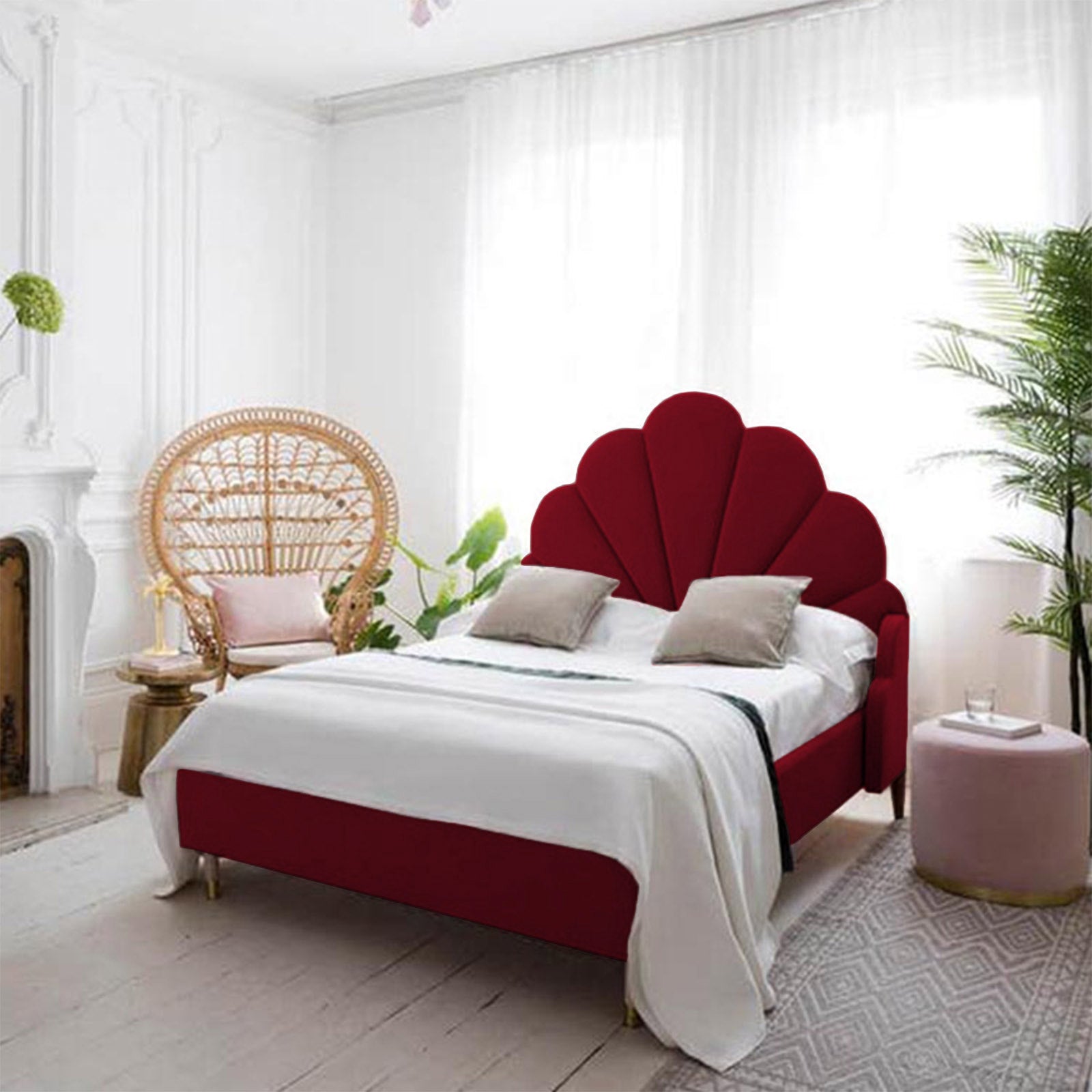 In House | Al Dimashqi Bed Frame Linen Burgundy 200x150