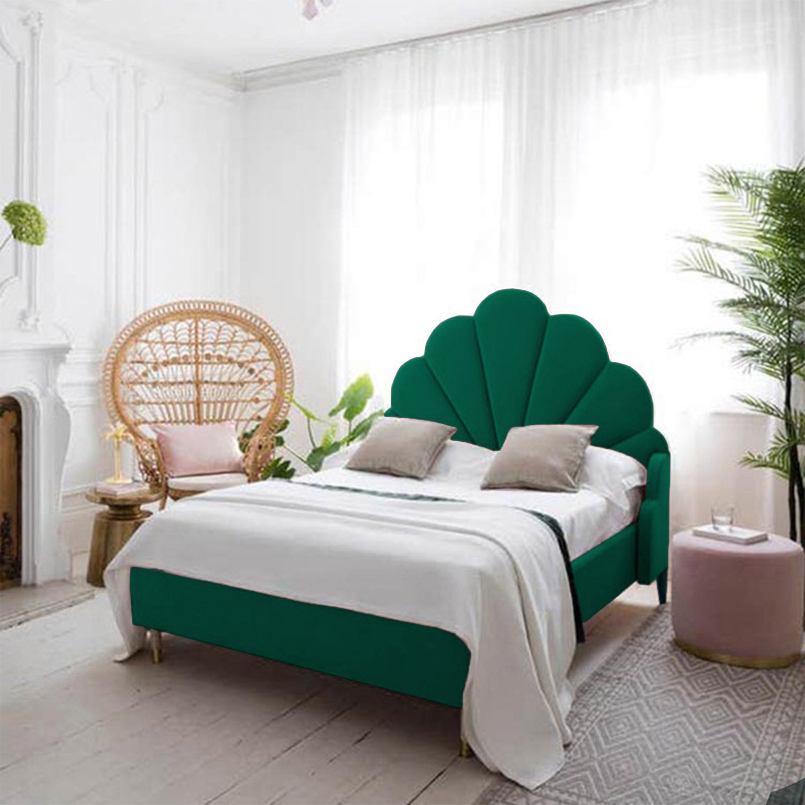 In House | Al Dimashqi Bed Frame Linen Dark Green 200x150