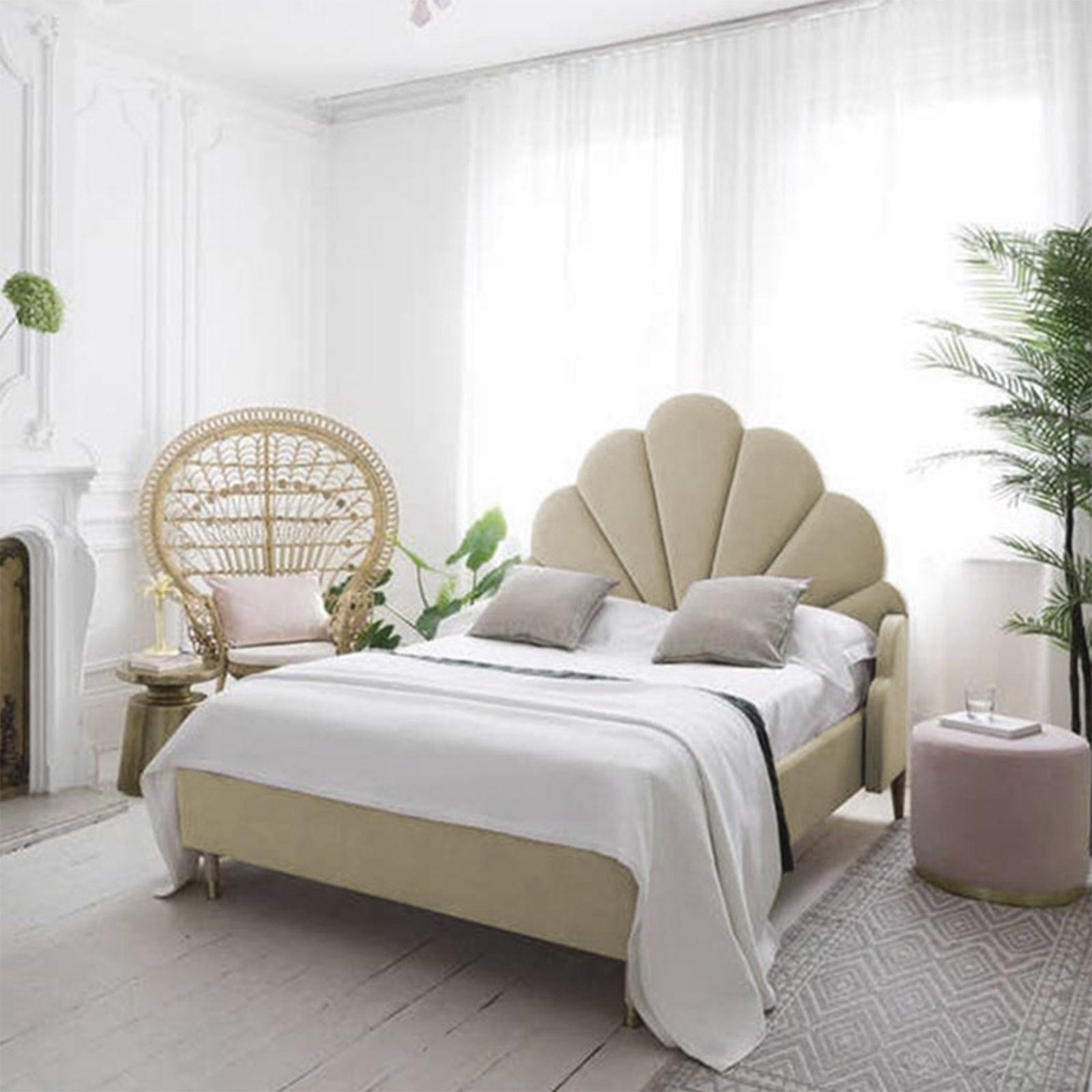 In House | Al Dimashqi Bed Frame Linen Ivory 200x160