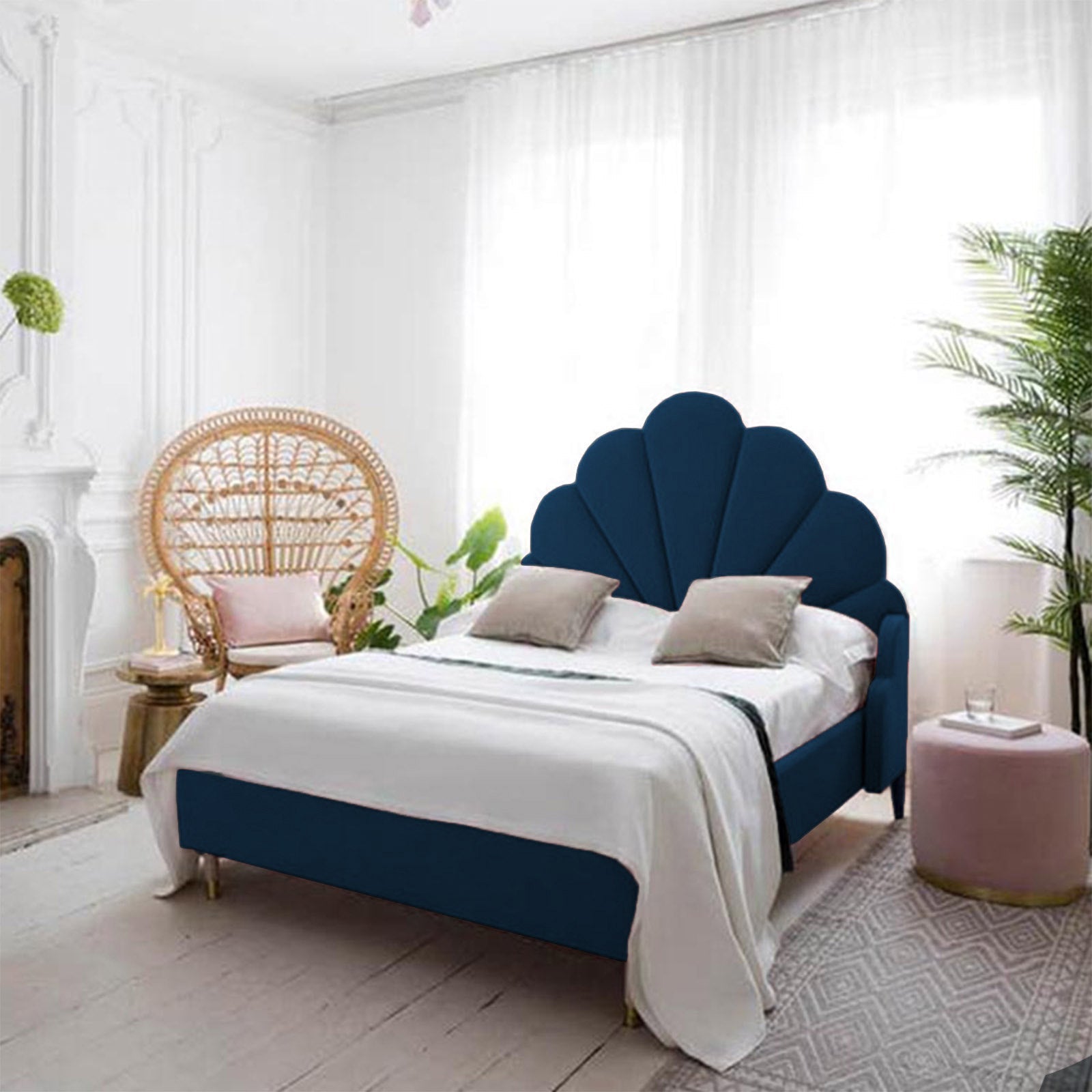 In House | Al Dimashqi Bed Frame Linen Dark Blue 200x160