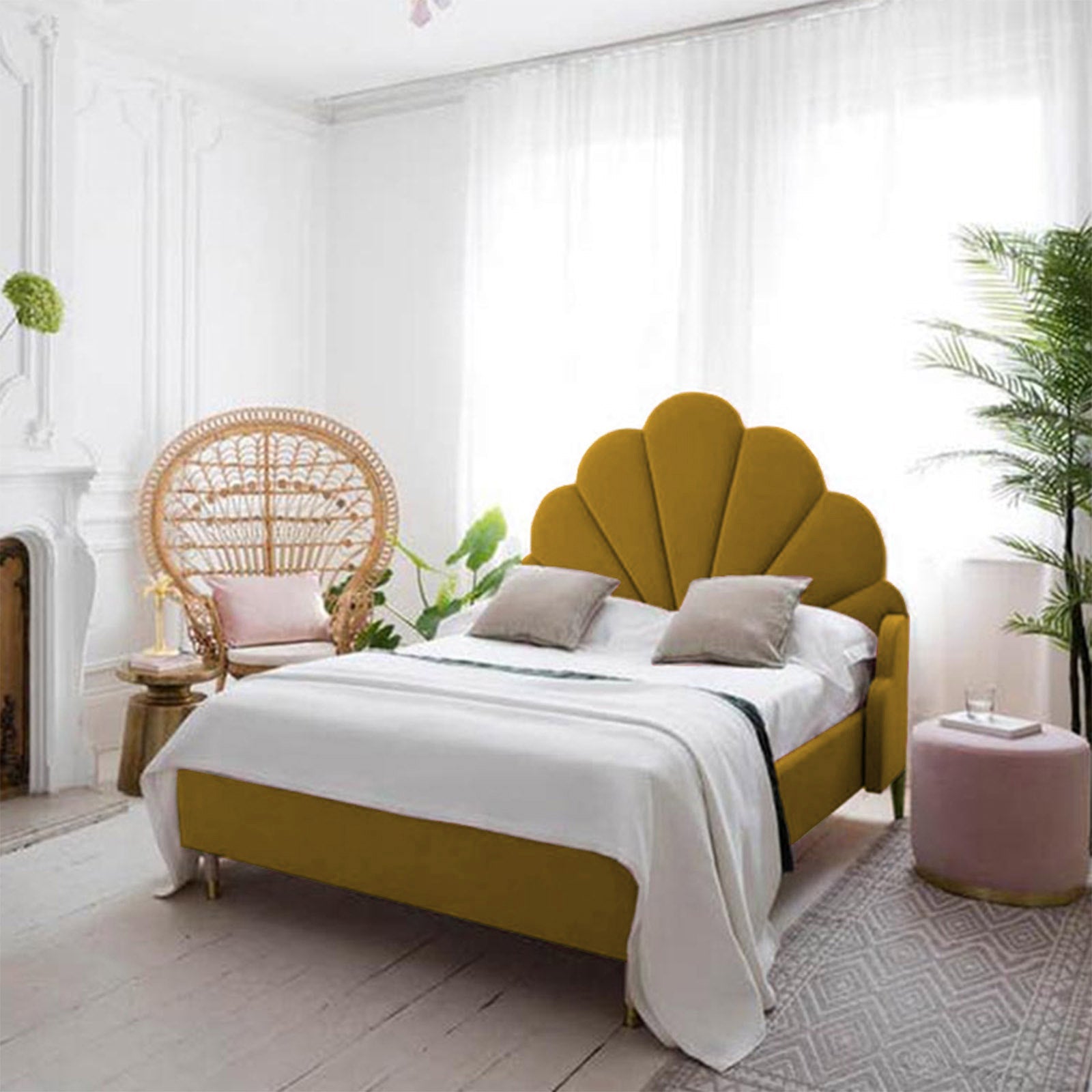 In House | Berlin Bed Frame Linen Gold 200x90