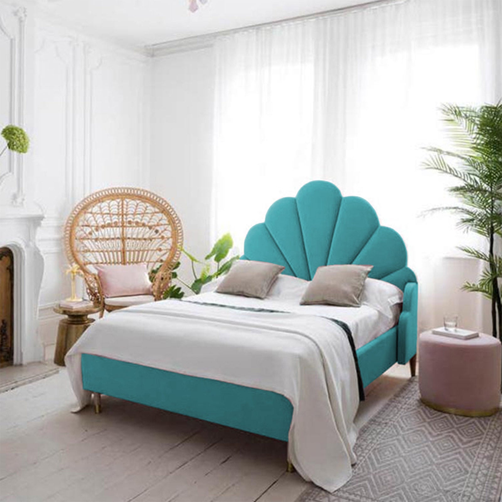In House | Al Dimashqi Bed Frame Linen Turquoise 200x140