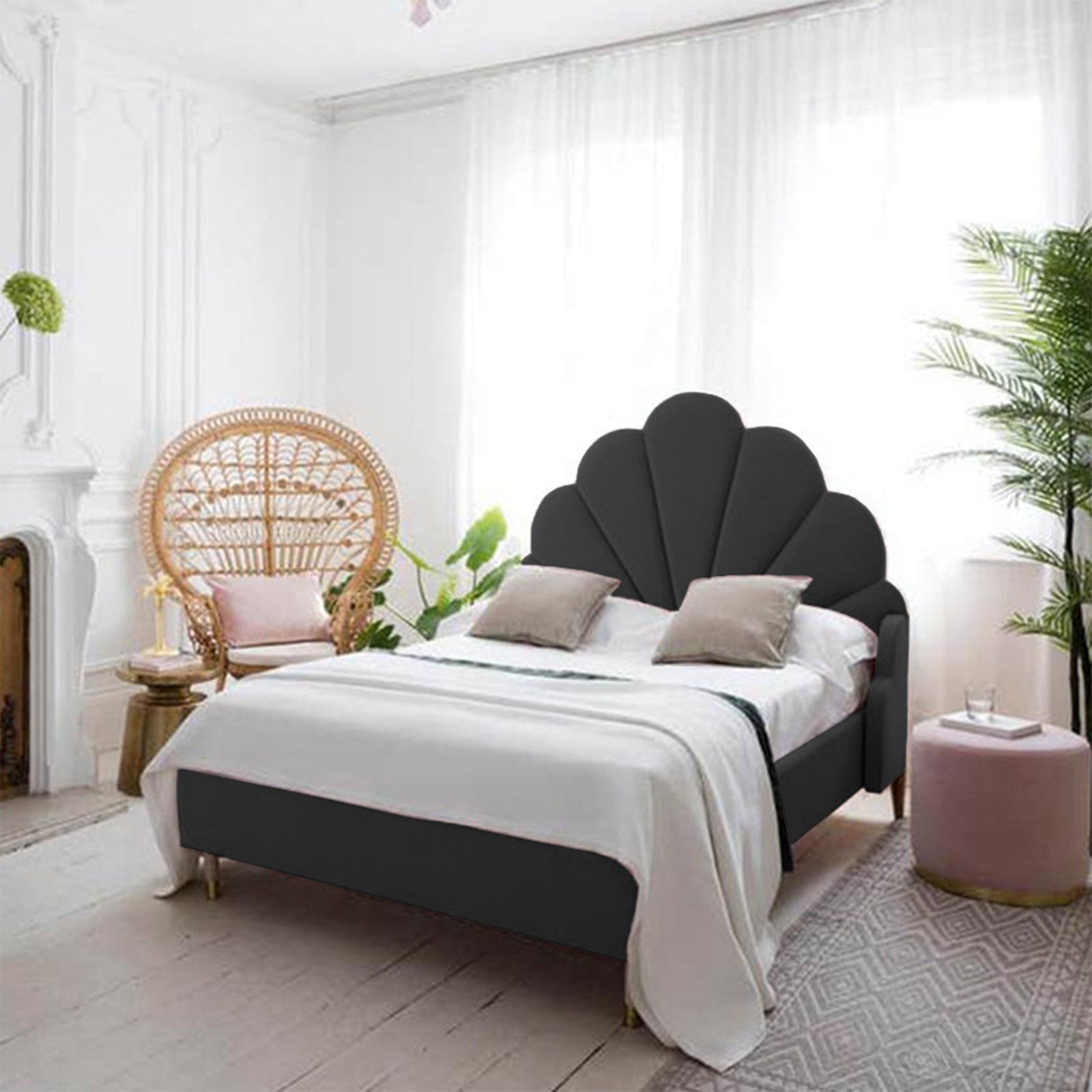 In House | Al Dimashqi Bed Frame Linen Black 200x180