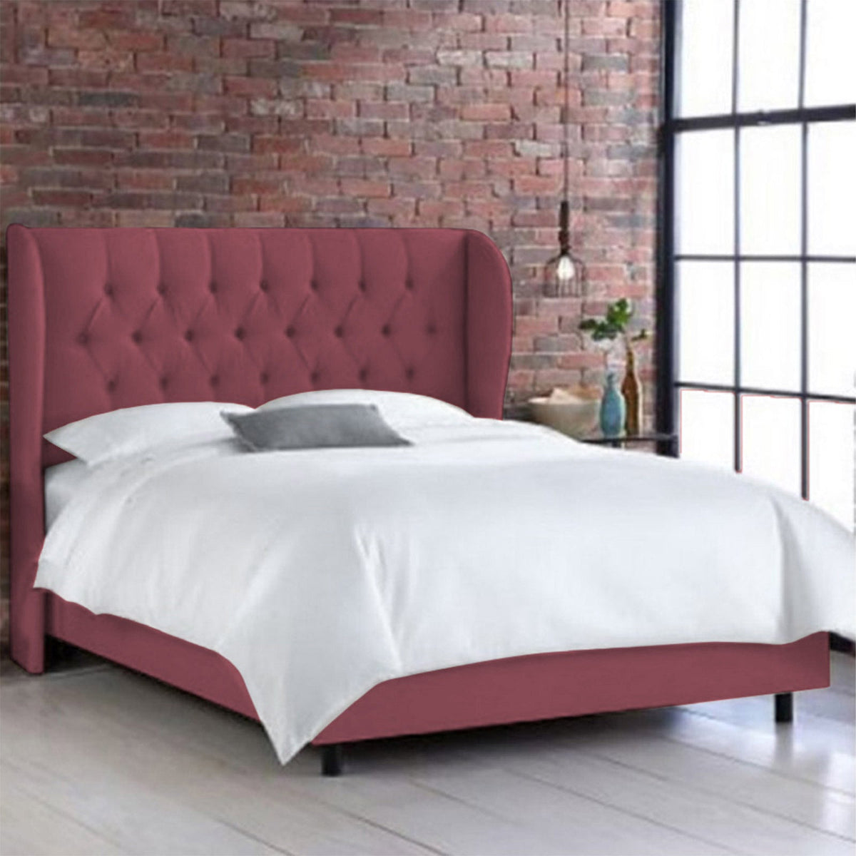 In House | Berlin Bed Frame Linen Dark Pink 200x160