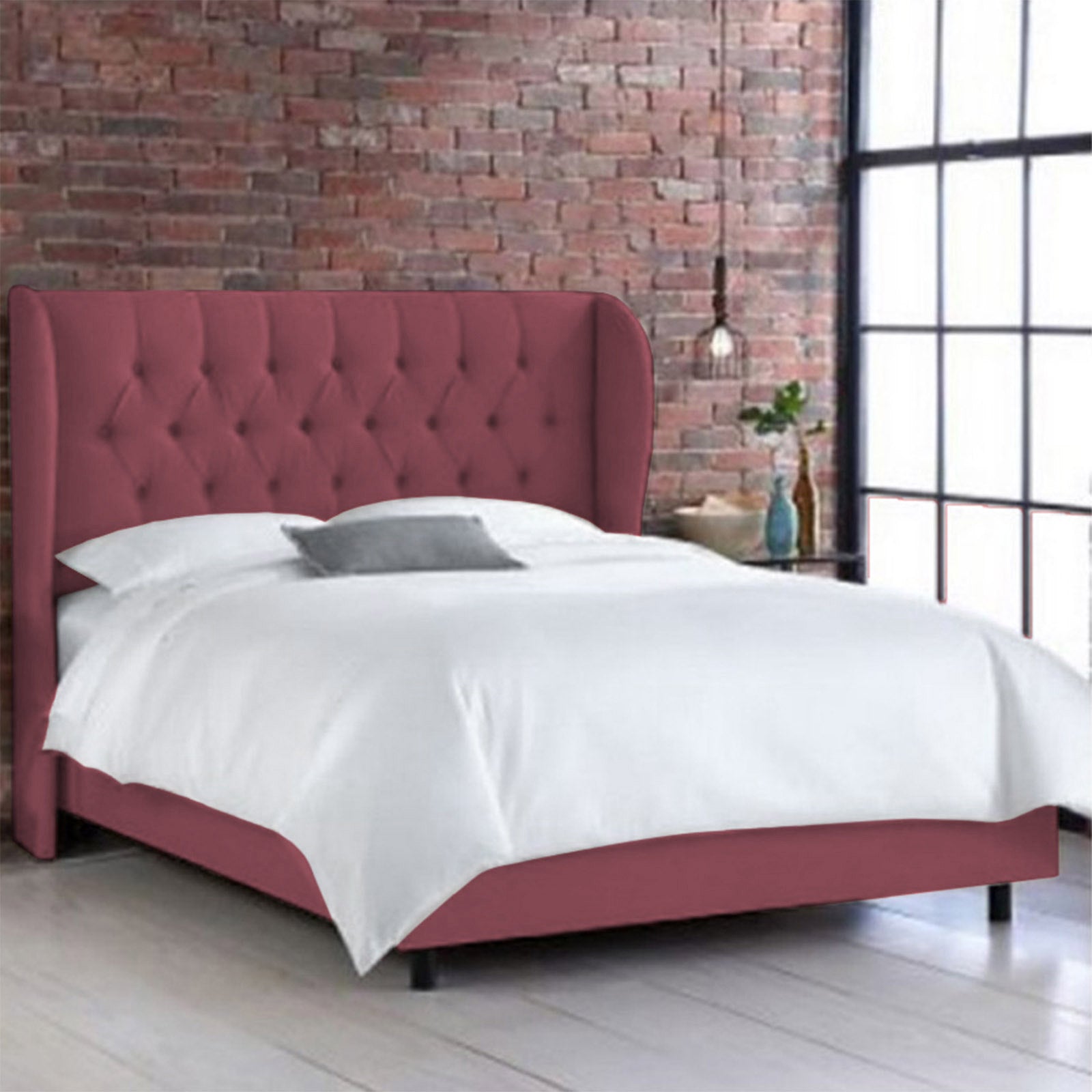 In House | Berlin Bed Frame Linen Dark Pink 200x180