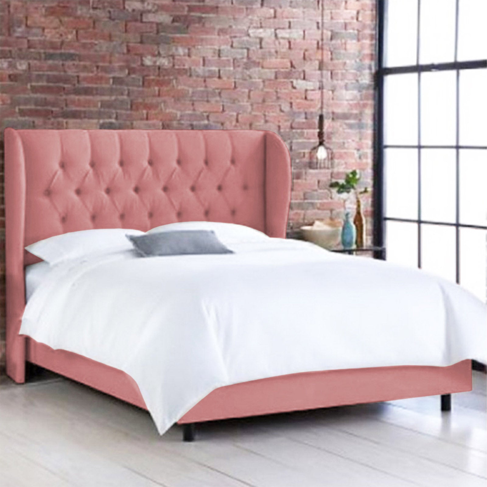 In House | Berlin Bed Frame Linen Light Pink 200x180