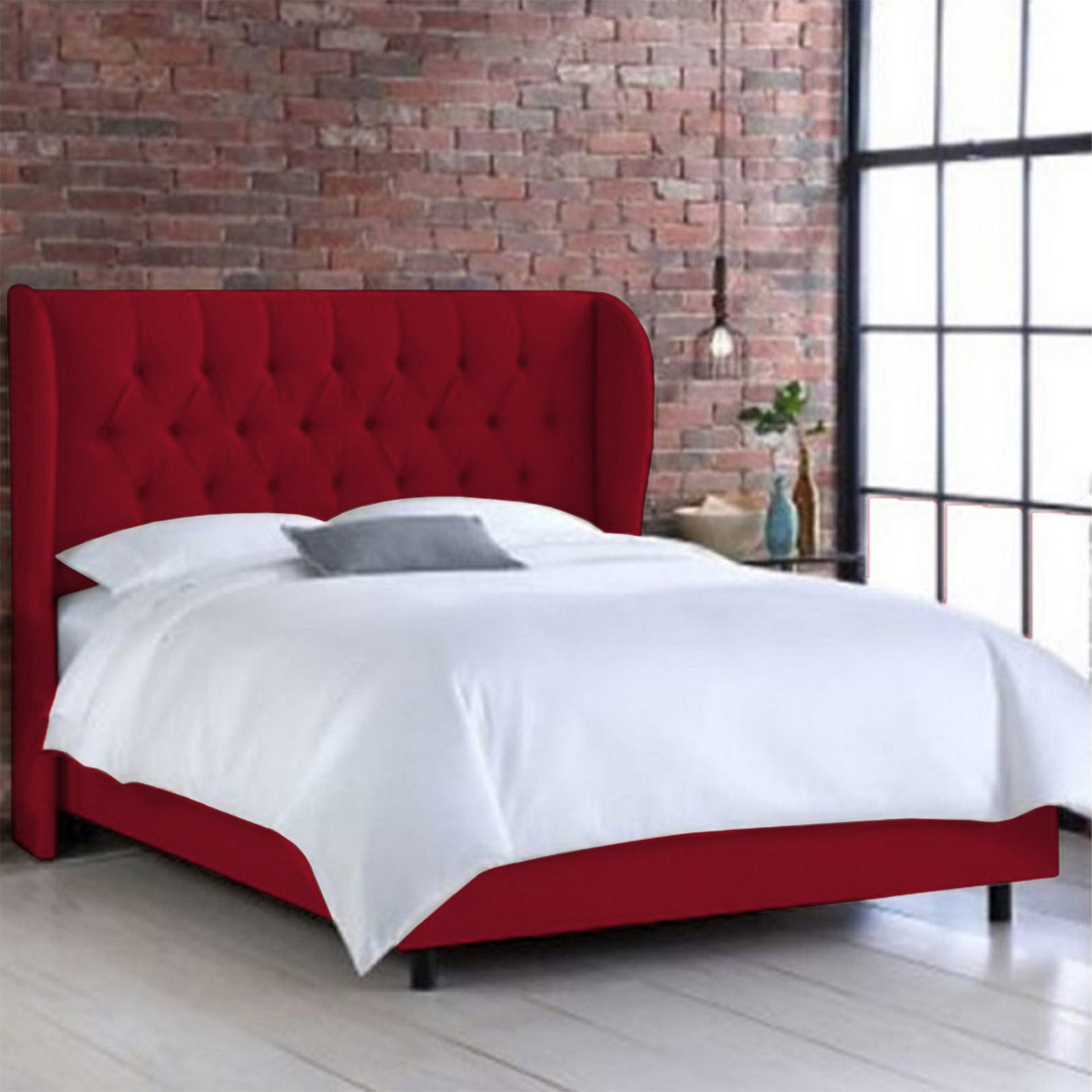 In House | Berlin Bed Frame Linen Burgundy 200x200