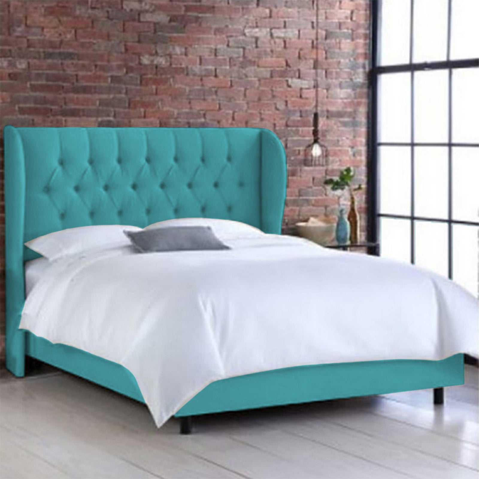 In House | Berlin Bed Frame Linen Turquoise 200x160