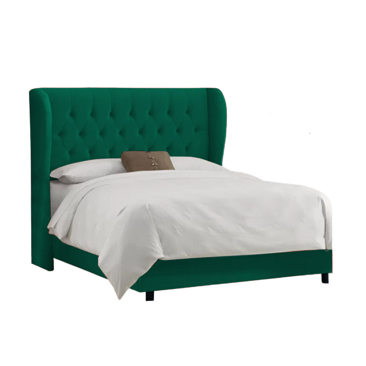 In House | Blven Bed Frame Velvet Dark Green 200x90