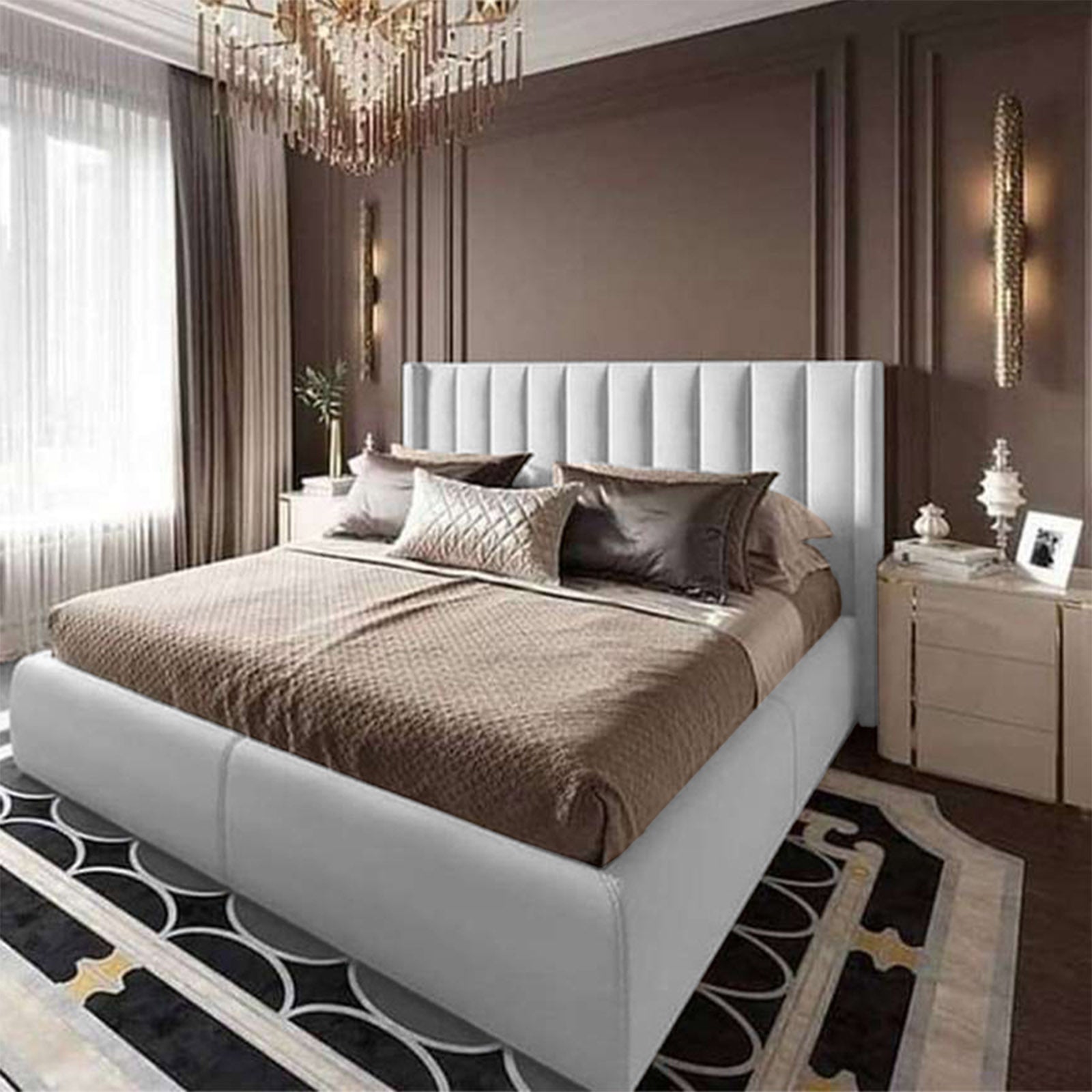 In House | Blven Bed Frame Velvet White 200x200