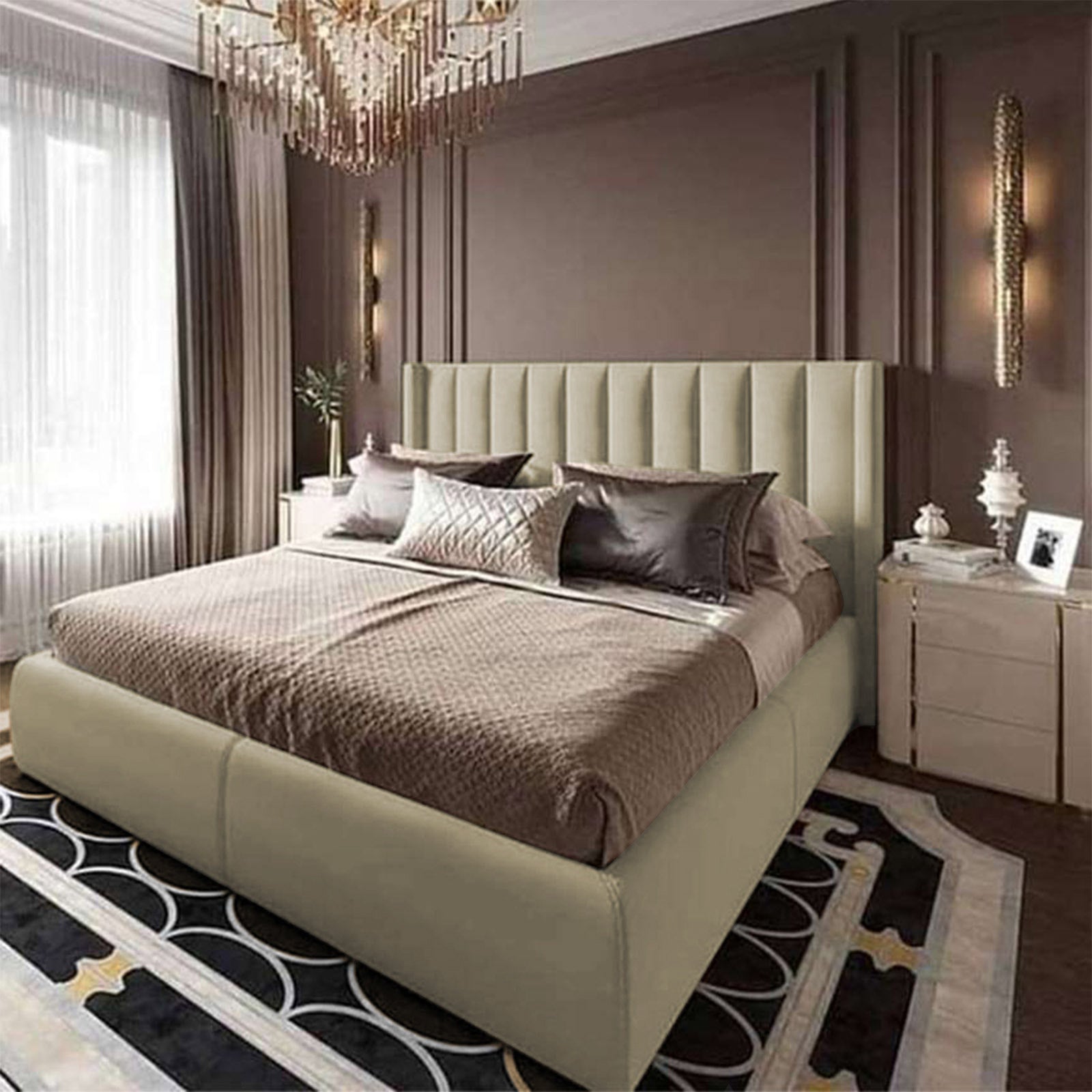 In House | Blven Bed Frame Velvet Ivory 200x100