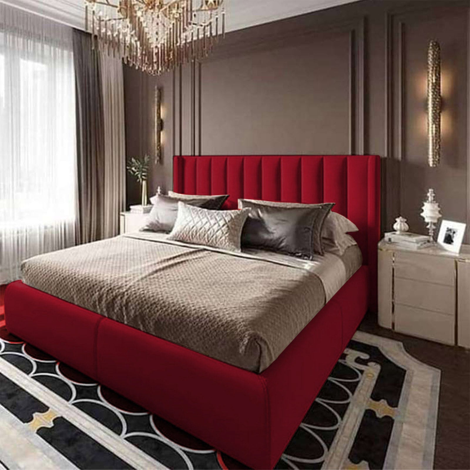 In House | Blven Bed Frame Velvet Burgundy 200x120