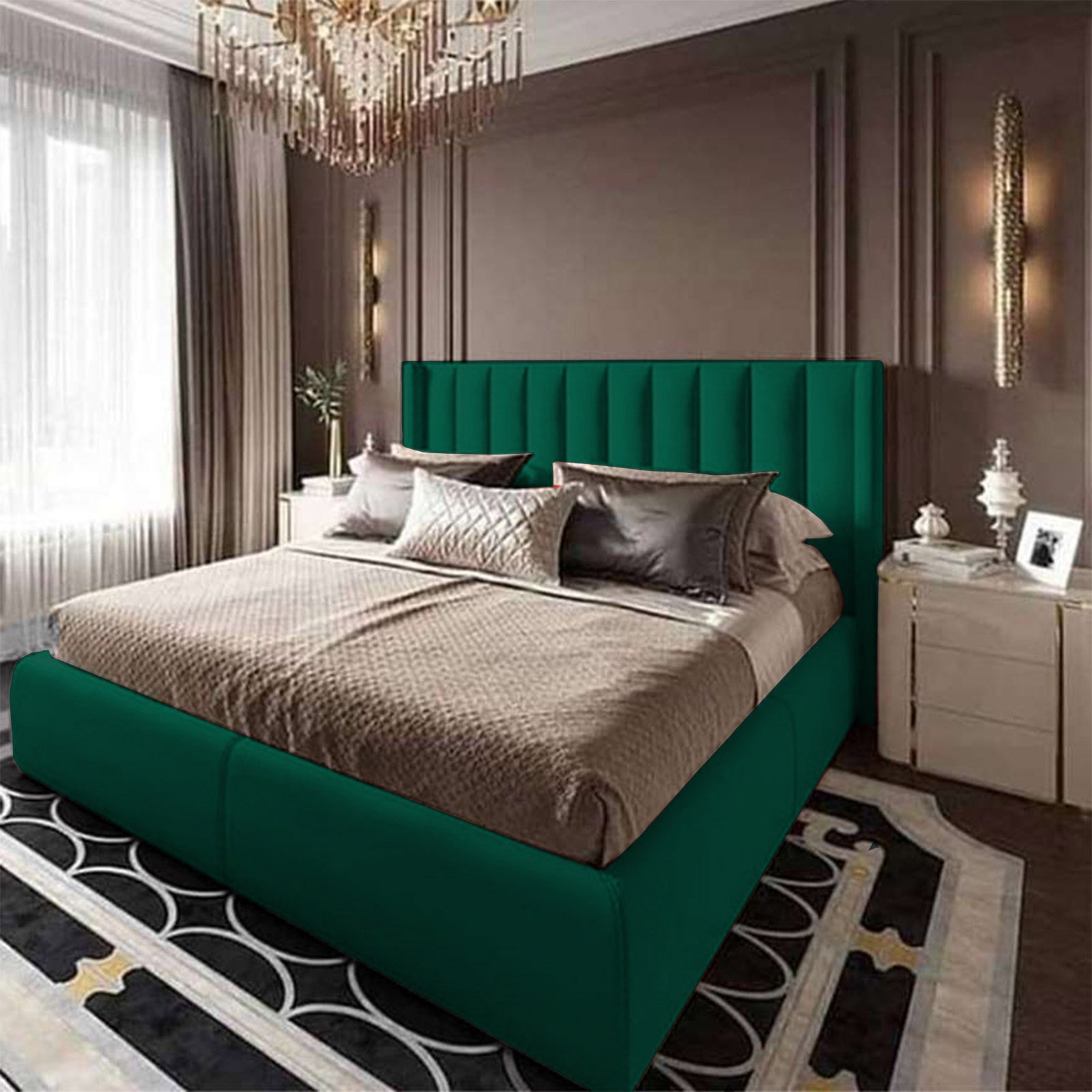 In House | Blven Bed Frame Velvet Dark Green 200x100
