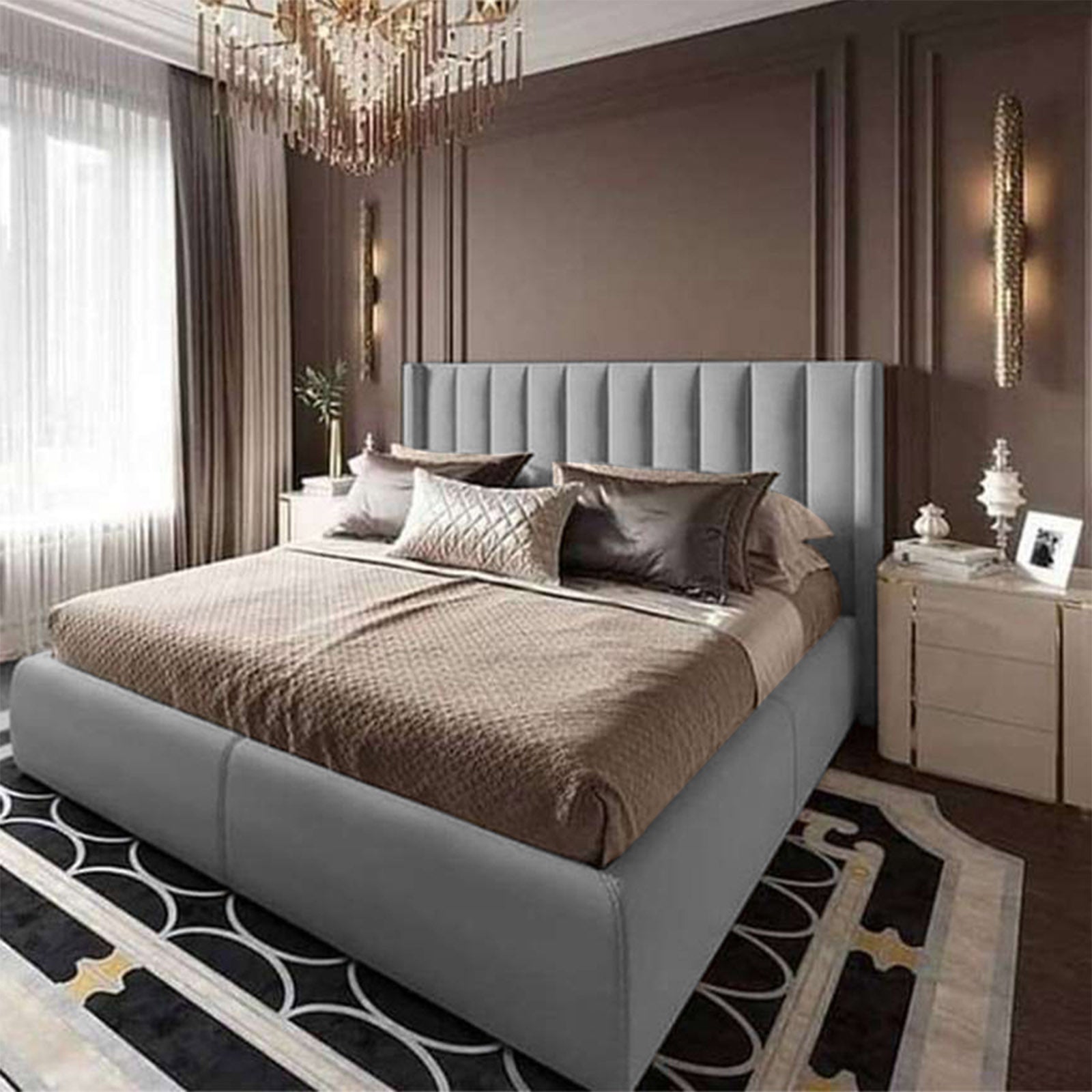In House | Blven Bed Frame Velvet Grey 200x100