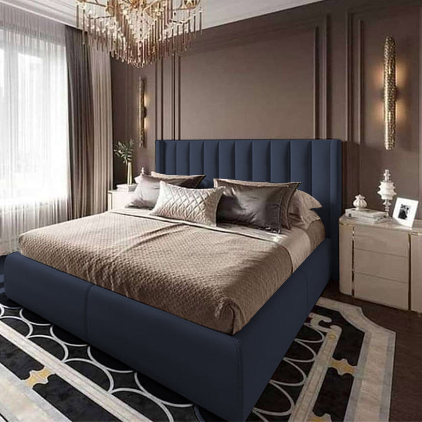 In House | Blven Bed Frame Velvet Dark Grey 200x100