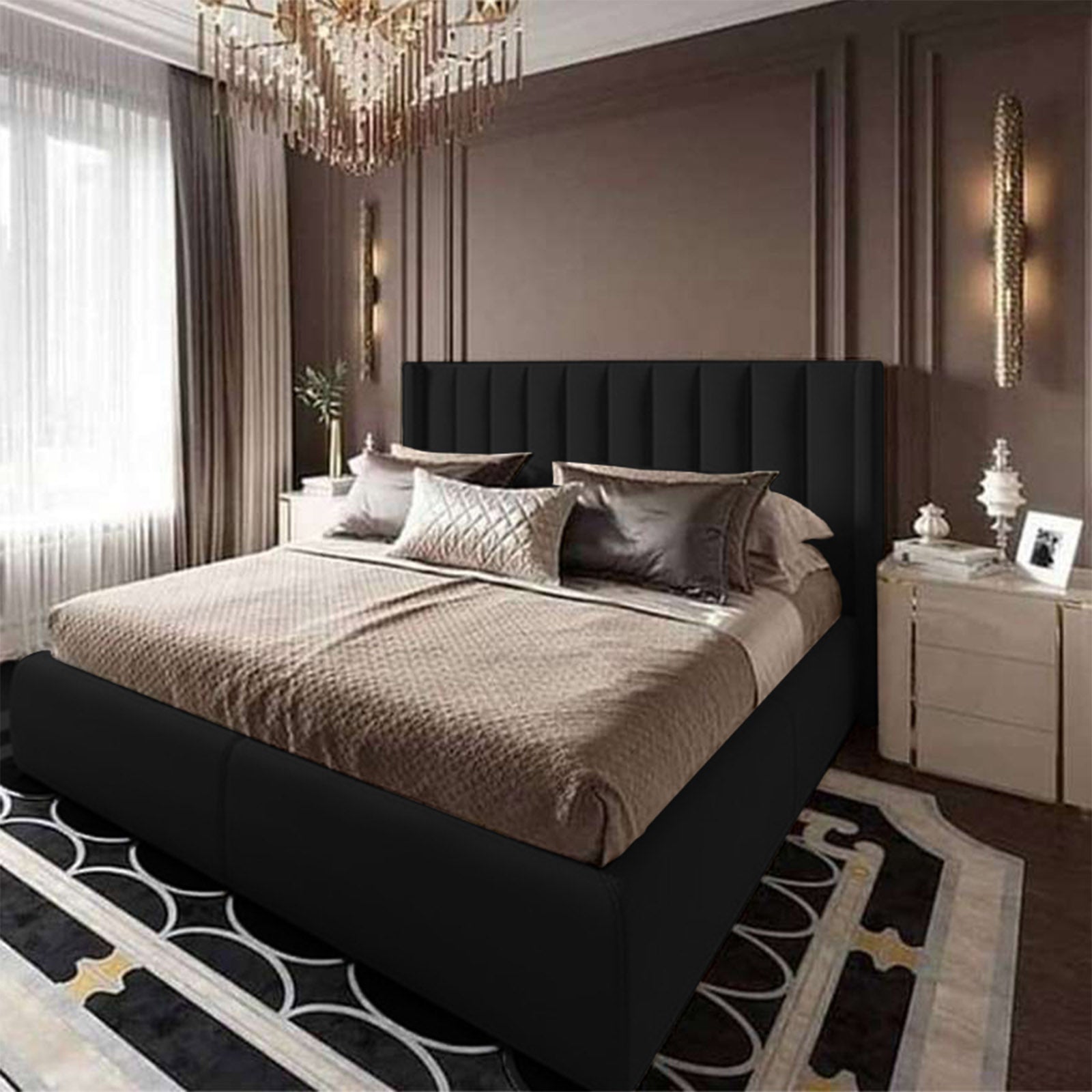 In House | Blven Bed Frame Velvet Black 200x100