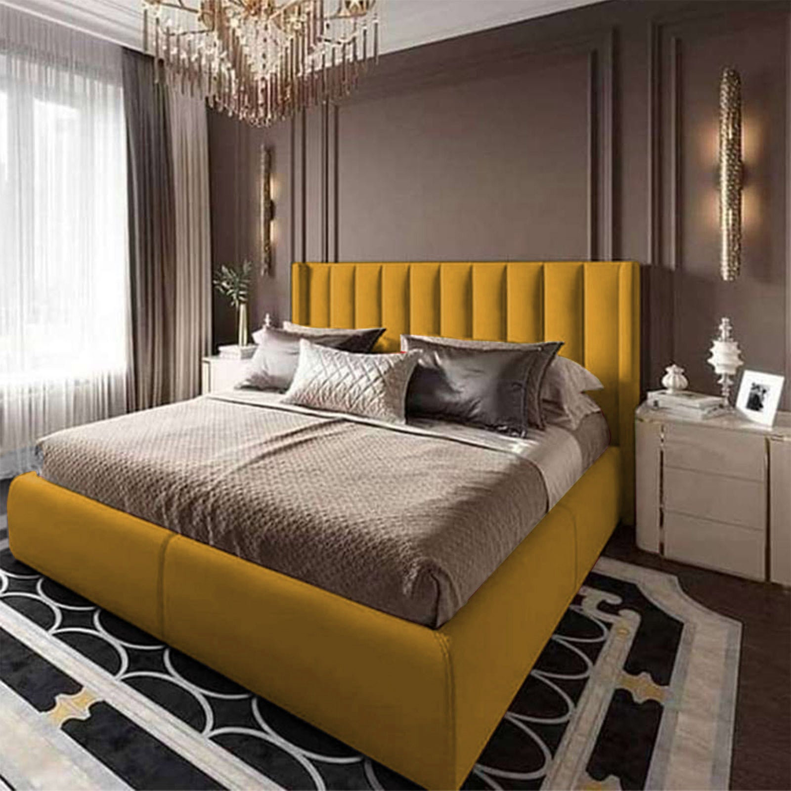 In House | Blven Bed Frame Velvet Gold 200x120