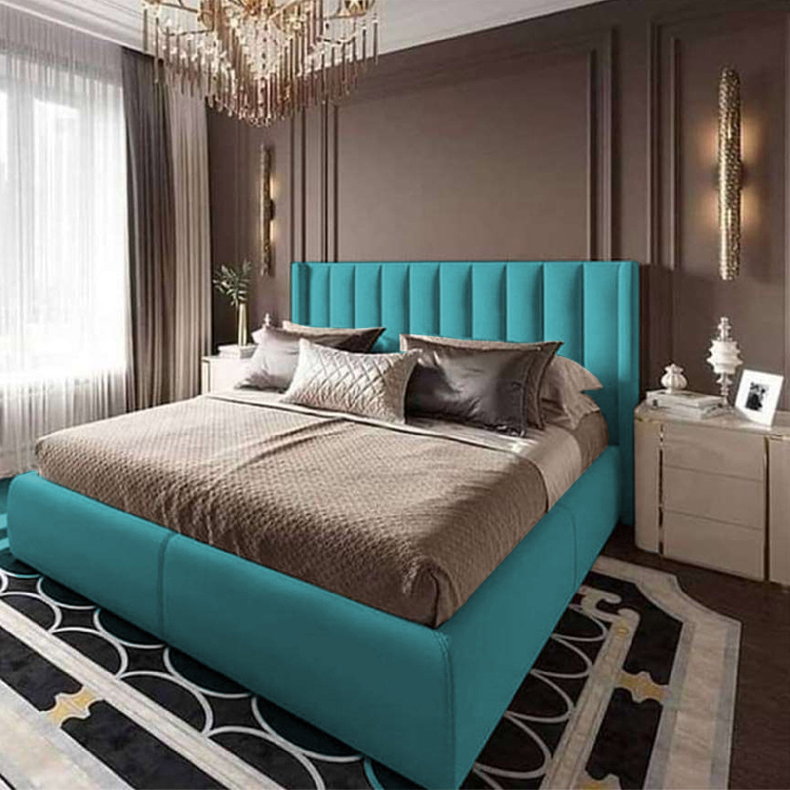 In House | Blven Bed Frame Velvet Turquoise 200x120