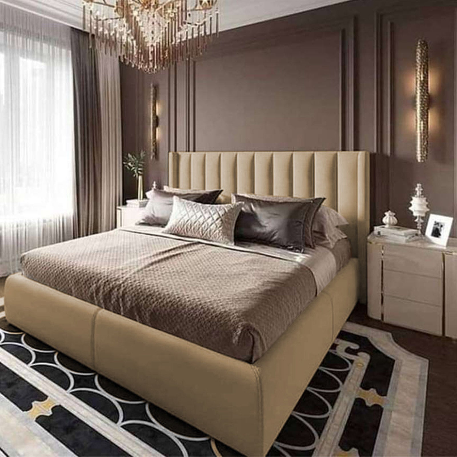 In House | Blven Bed Frame Velvet Beige 200x150