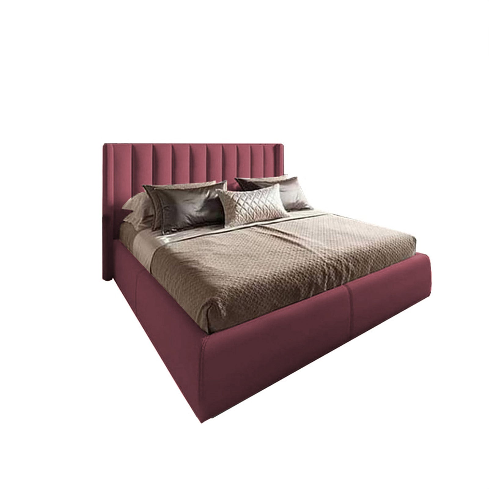 In House | Blven Bed Frame Velvet Dark Pink 200x100