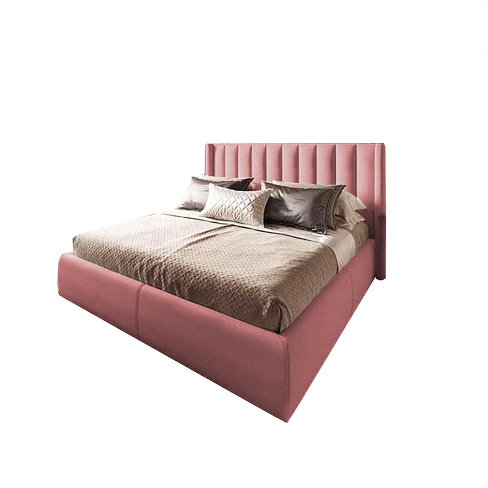 In House | Blven Bed Frame Velvet Light Pink 200x140