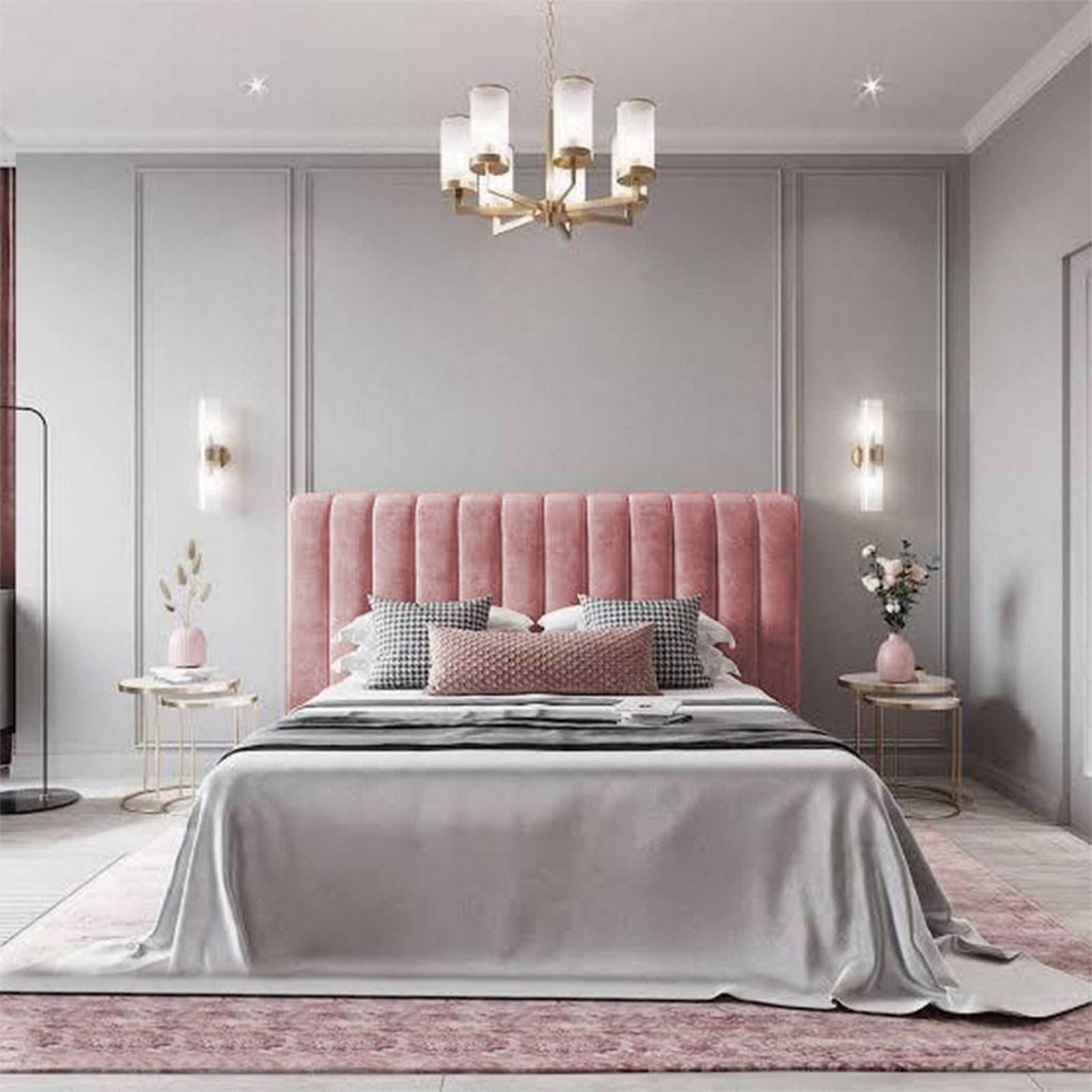 In House | Burgas Bed Frame Velvet Light Pink 200x150