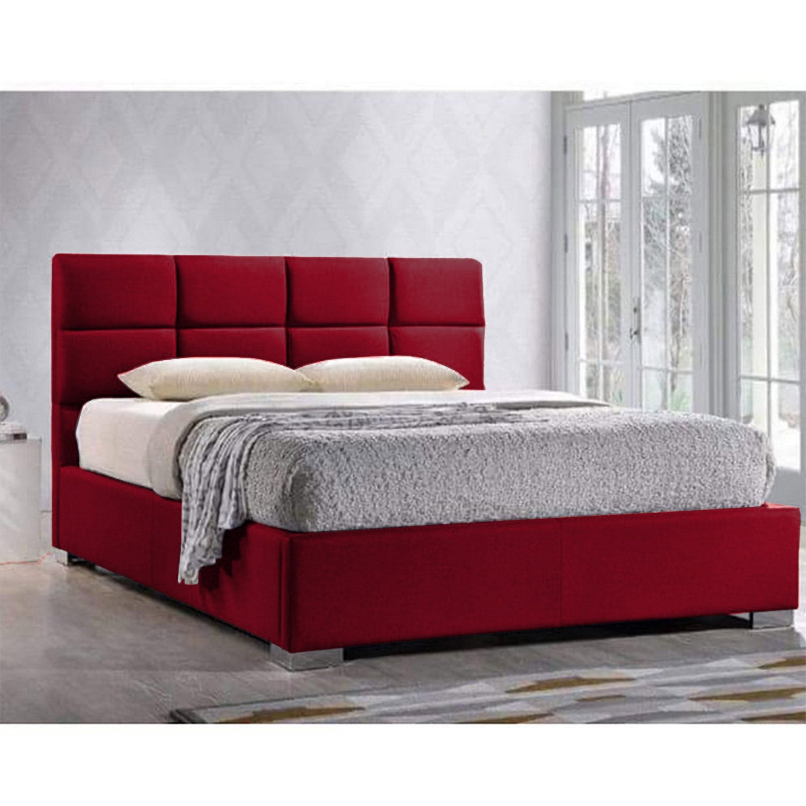 In House | Latiso Bed Frame Velvet Burgundy 200x90