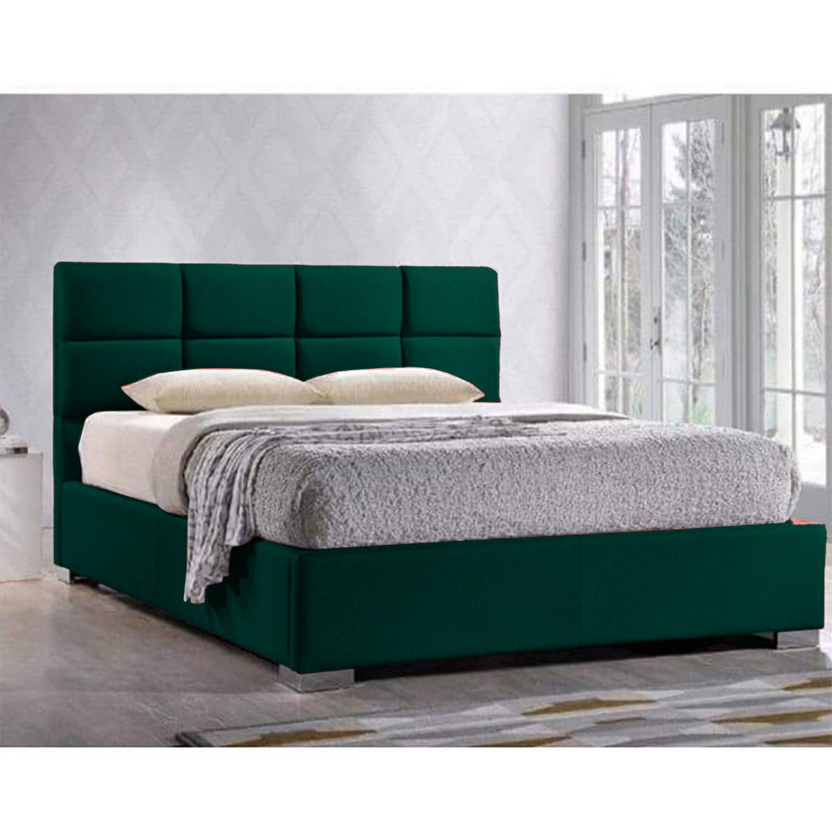 In House | Las Palmas Bed Frame Velvet Dark Green 200x120