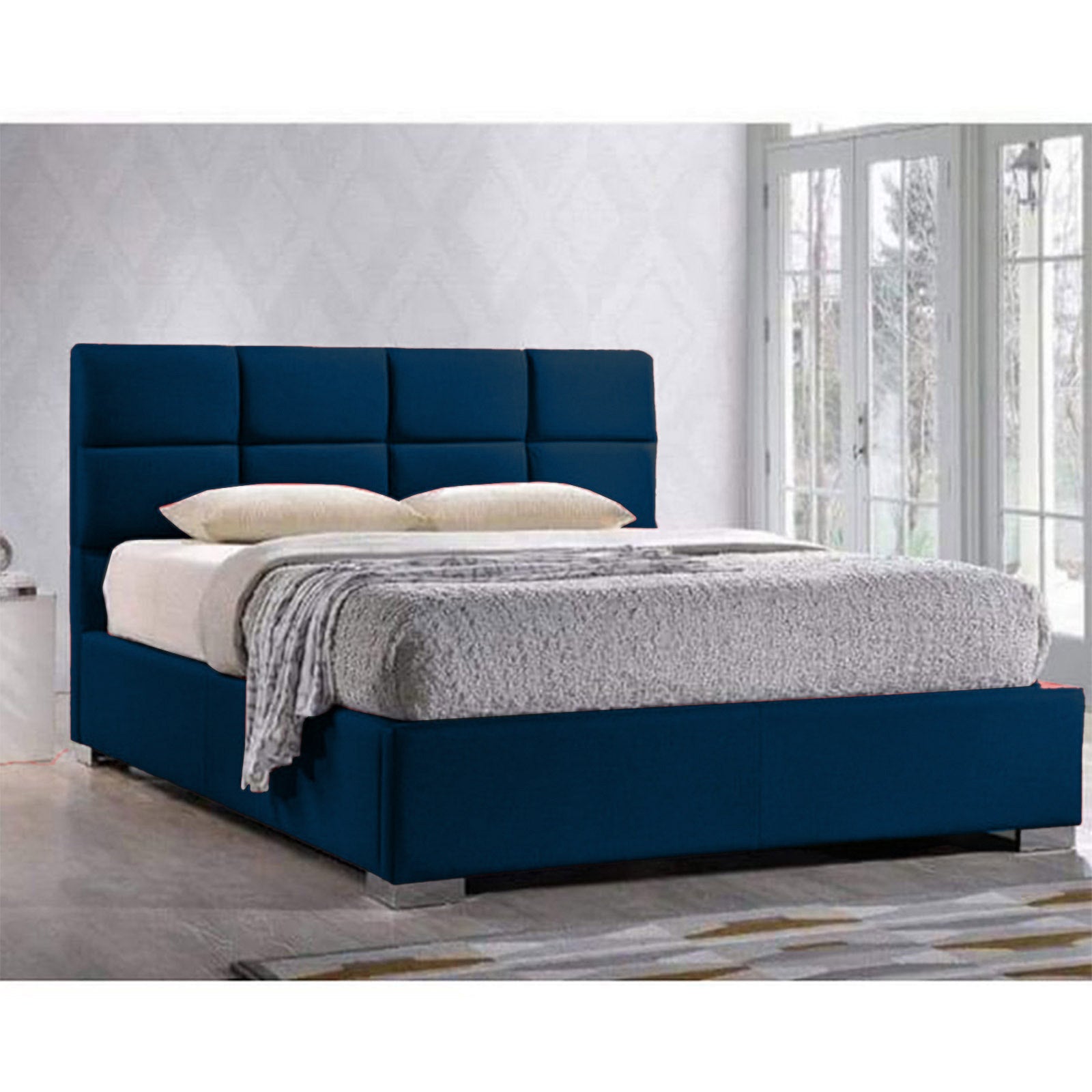 In House | Las Palmas Bed Frame Velvet Dark Blue 200x100