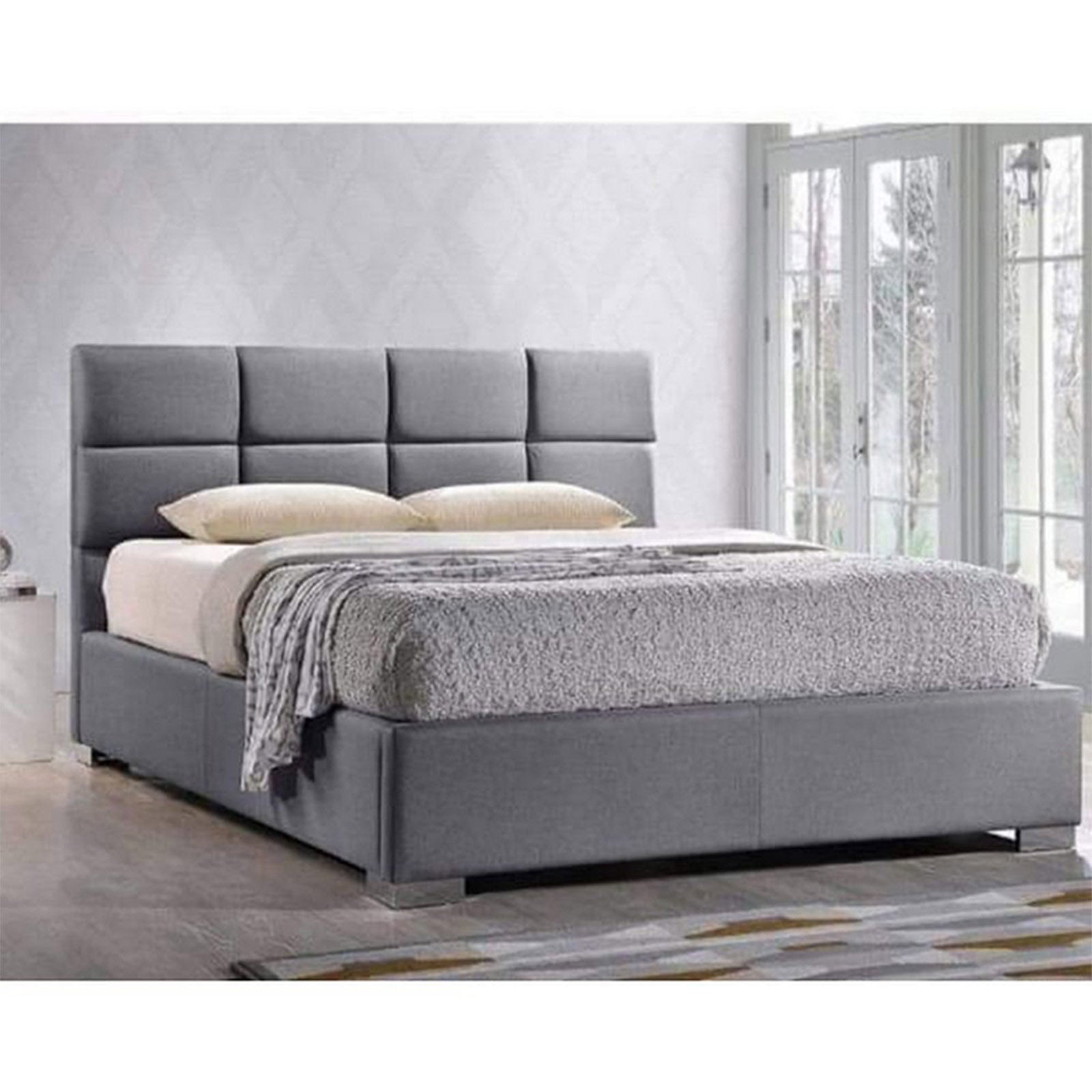 In House | Las Palmas Bed Frame Velvet Grey 200x100