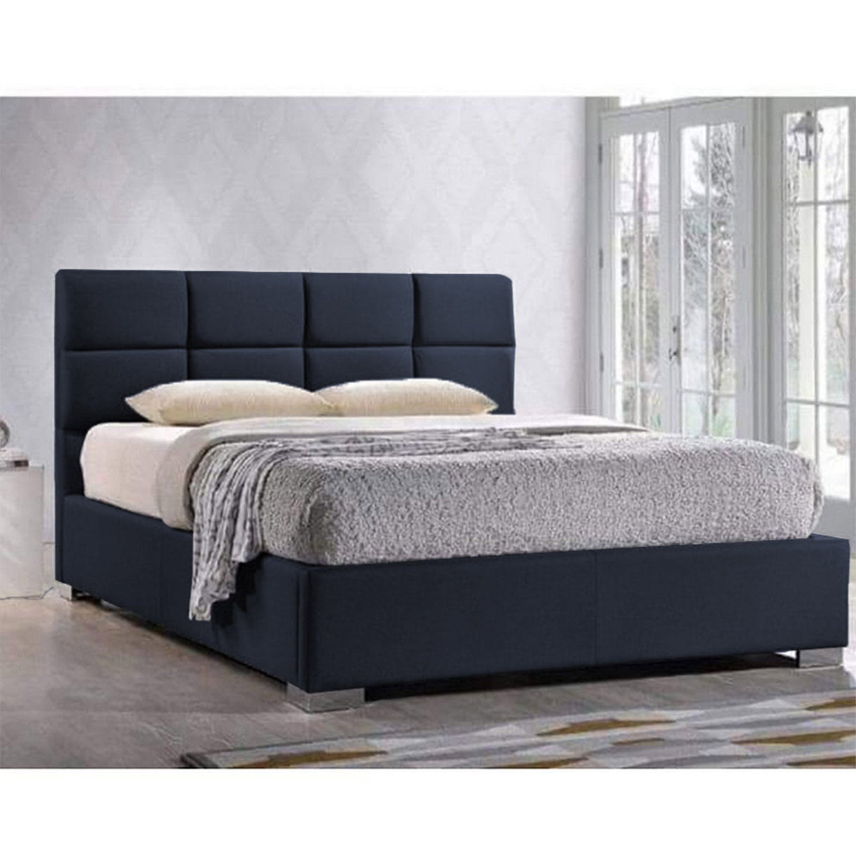 In House | Latiso Bed Frame Velvet Dark Grey 200x90