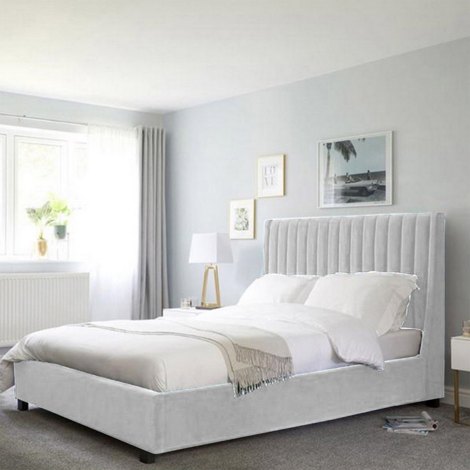 In House | Latiso Bed Frame Velvet White 200x150