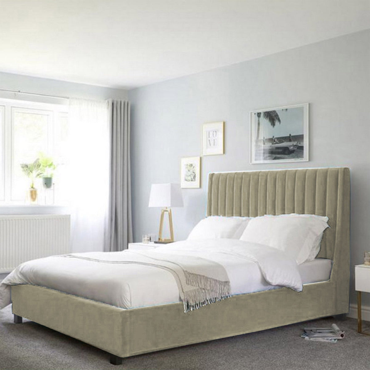 In House | Latiso Bed Frame Velvet Ivory 200x180