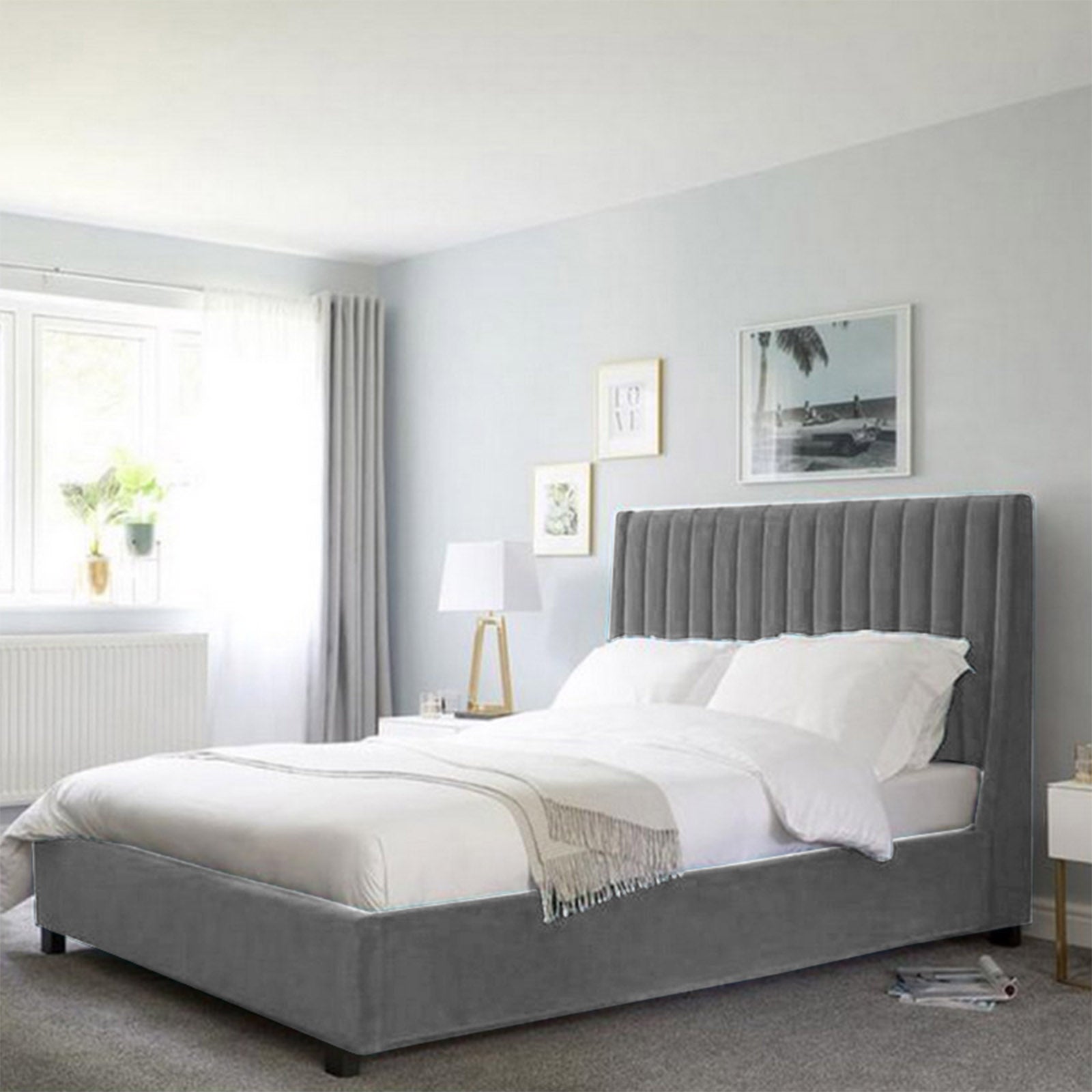 In House | Latiso Bed Frame Velvet Grey 200x100