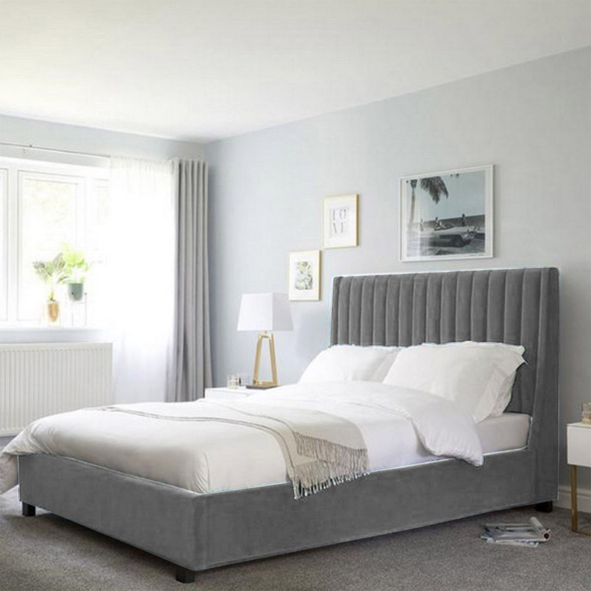 In House | Latiso Bed Frame Velvet Grey 200x200