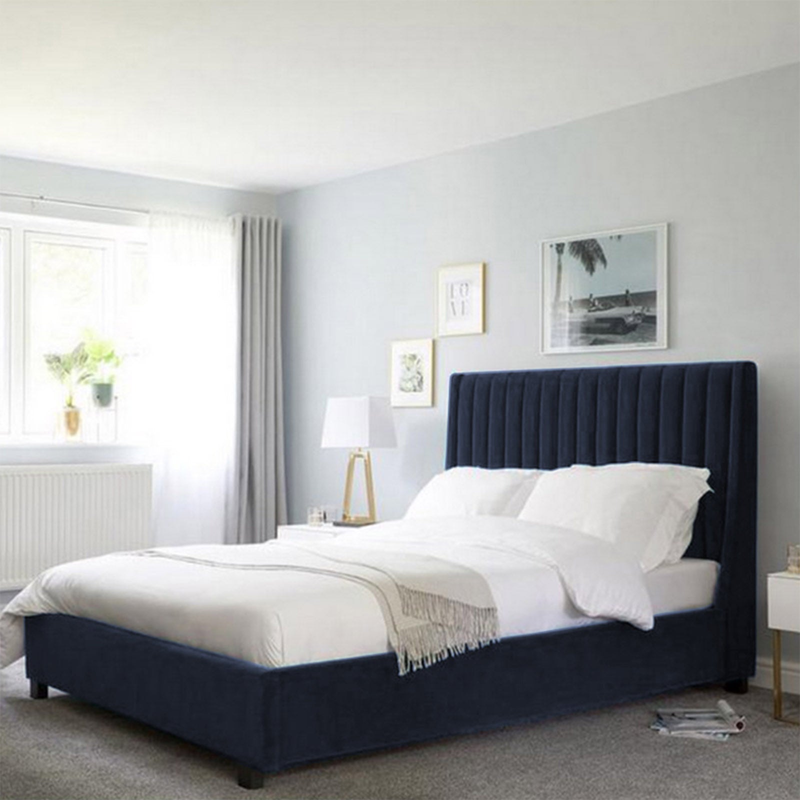 In House | Latiso Bed Frame Velvet Dark Grey 200x180